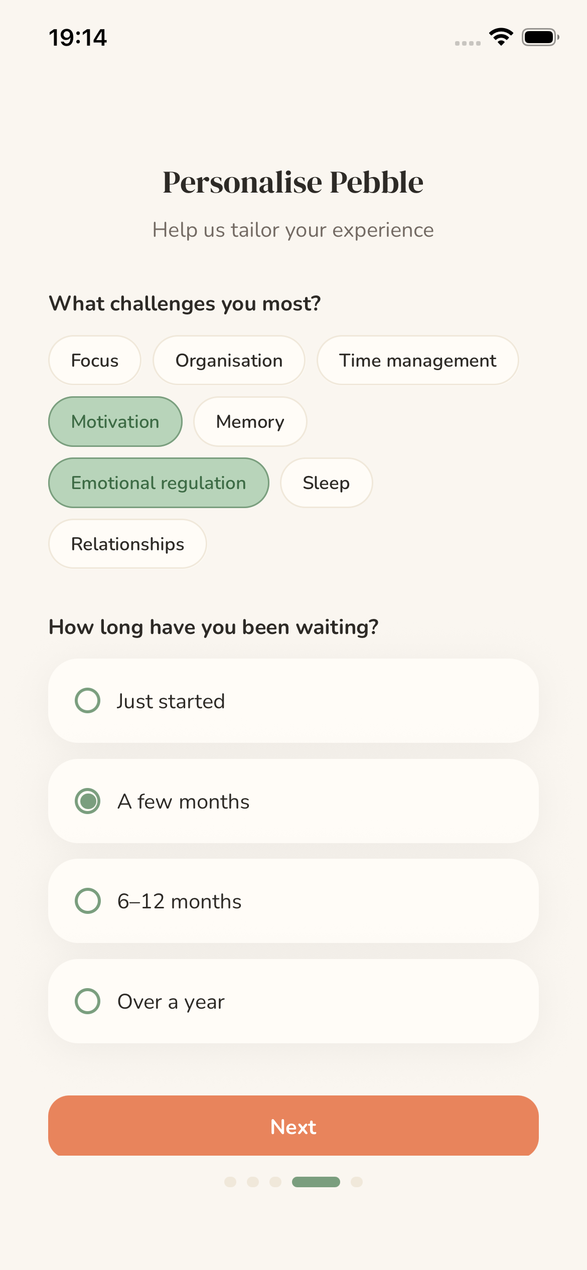 Pebble onboarding screen