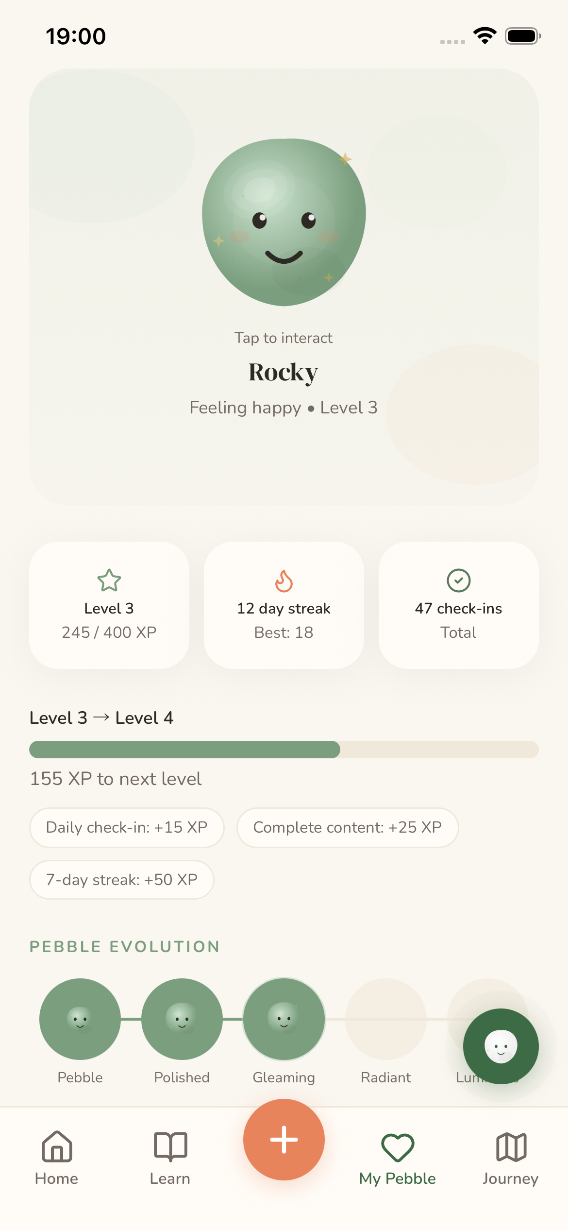 Pebble pet companion screen